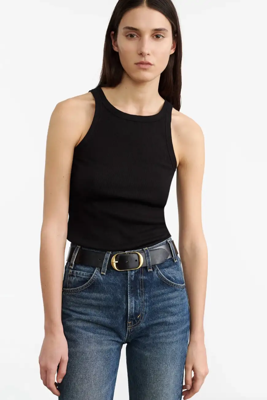 Boutique77 - חולצת טי Jennifer Rib Tank – 11330K65_JET BLACK – jet-black – 1