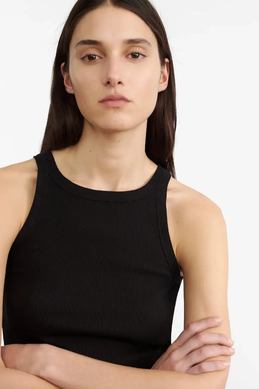 Boutique77 - חולצת טי Jennifer Rib Tank – 11330K65_JET BLACK – jet-black – 3