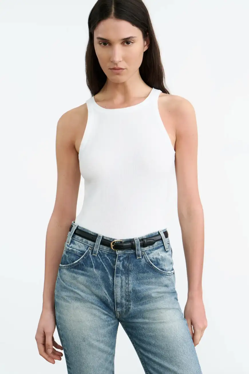 Boutique77 - חולצת טי Jennifer Rib Tank – 11330K65_WHITE – white – 1