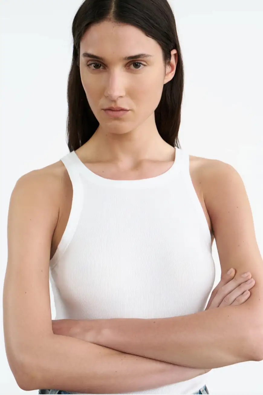 Boutique77 - חולצת טי Jennifer Rib Tank – 11330K65_WHITE – white – 3