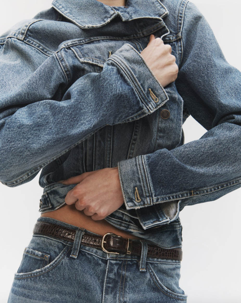 Boutique77 - חגורה Louise Croc Embossed – 11755L39_DARK BROWN W/SHINY BRASS BUCKLE – dark-brown-w-shiny-brass-buckle – 1