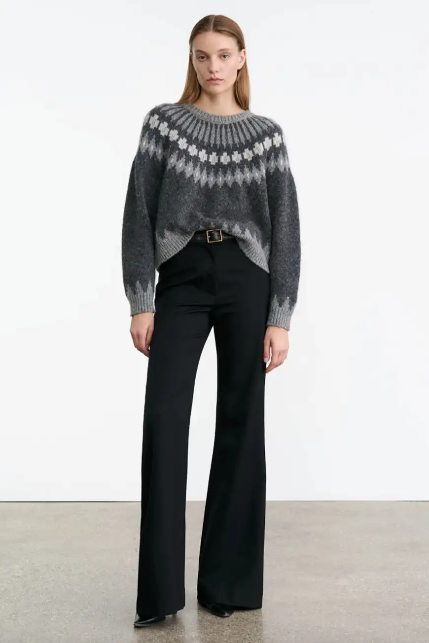 Boutique77 - סוודר Arleth – 81213Y003_GREY FAIR ISLE – grey-fair-isle – 1