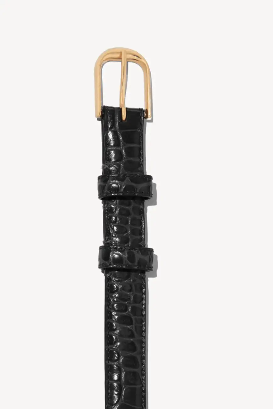 Boutique77 - חגורה Jane Croc Embossed – B0002L39_BLACK W/SHINY BRASS BUCKLE – black-w-shiny-brass-buckle – 2