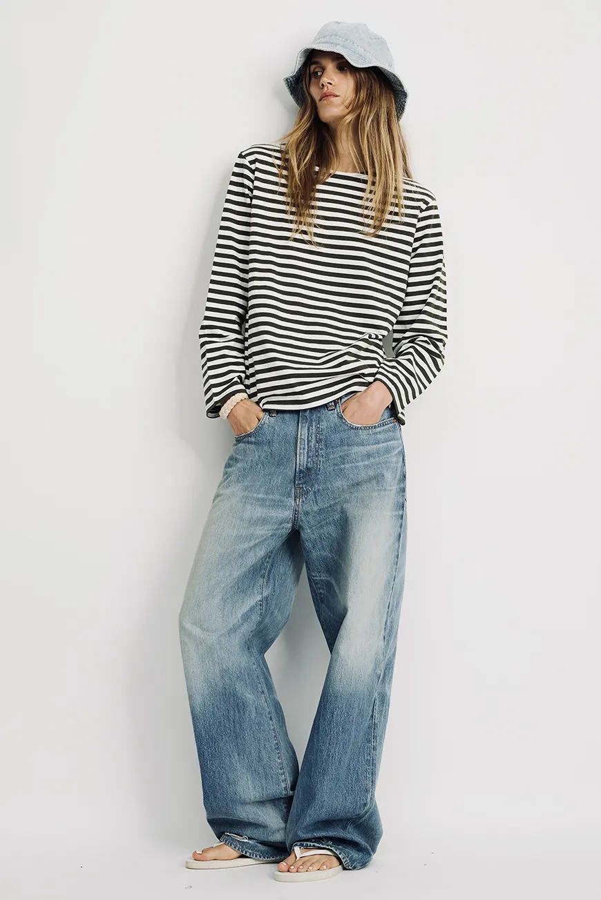 Boutique77 - חולצת טי L/S Boatnec – DSW42731037 – olive-green-ecru-stripe – 1