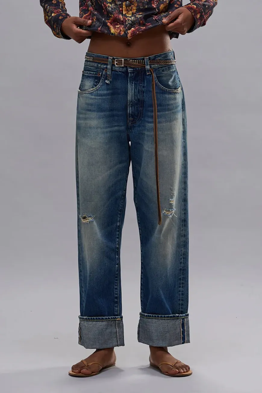 Boutique77 - ג’ינס Cuffed X-Bf – R13WD111D382C – abyss-selvedge-blue – 1
