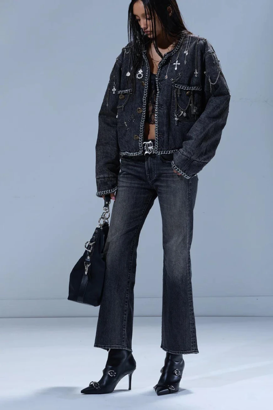 Boutique77 - ג'ינס Joan Kick Flare – R13WD200D248A – kennet-black-stretch – 1