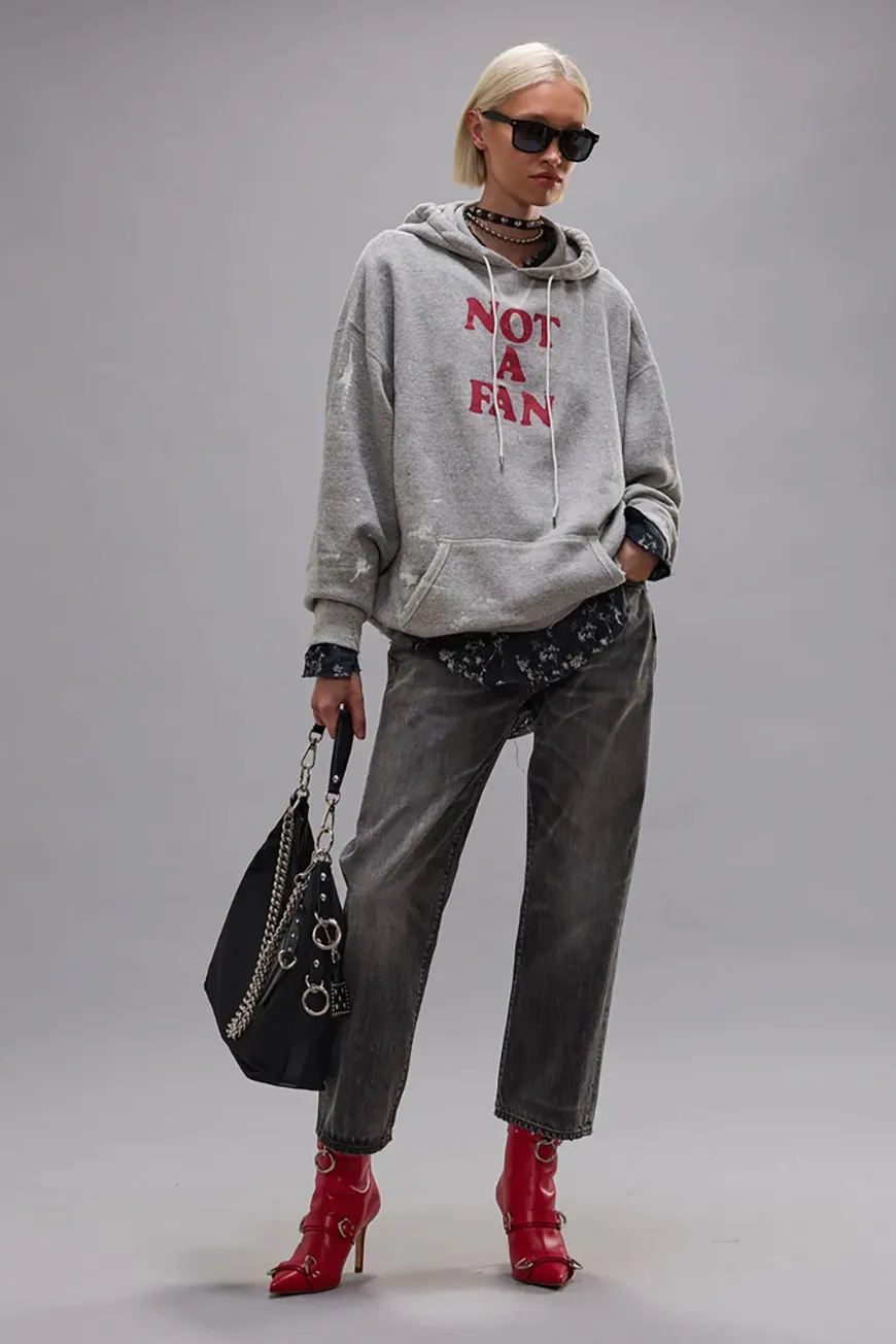 Boutique77 - קפוצ׳ון Not A Fan Oversized – R13WK005K124H – heather-grey – 1