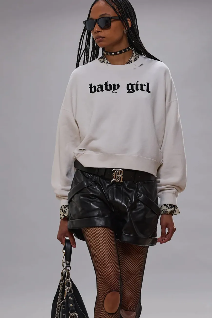 Boutique77 - סווטשירט Baby Girl Cropped – R13WK094K135B – ecru-white – 1