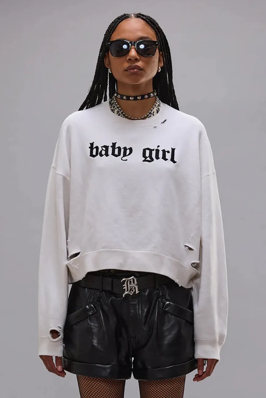 Boutique77 - סווטשירט Baby Girl Cropped – R13WK094K135B – ecru-white – 1