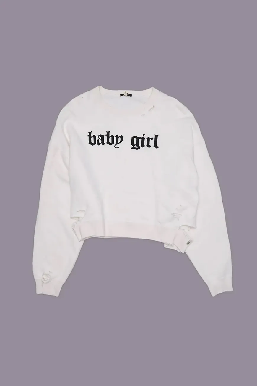 Boutique77 - סווטשירט Baby Girl Cropped – R13WK094K135B – ecru-white – 3