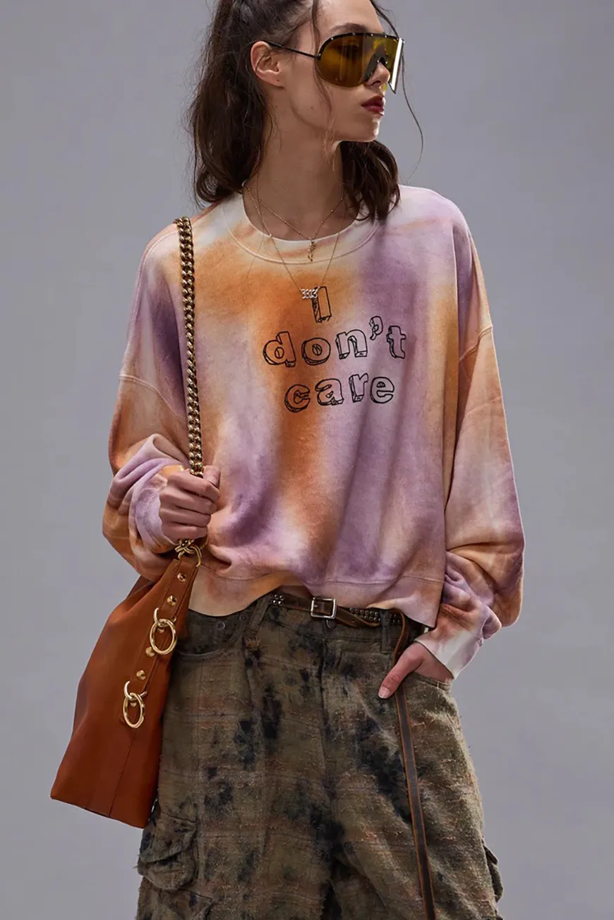 Boutique77 - סווטשירט I Don'T Care Cropped – R13WK094K137B – orange-with-purple – 1