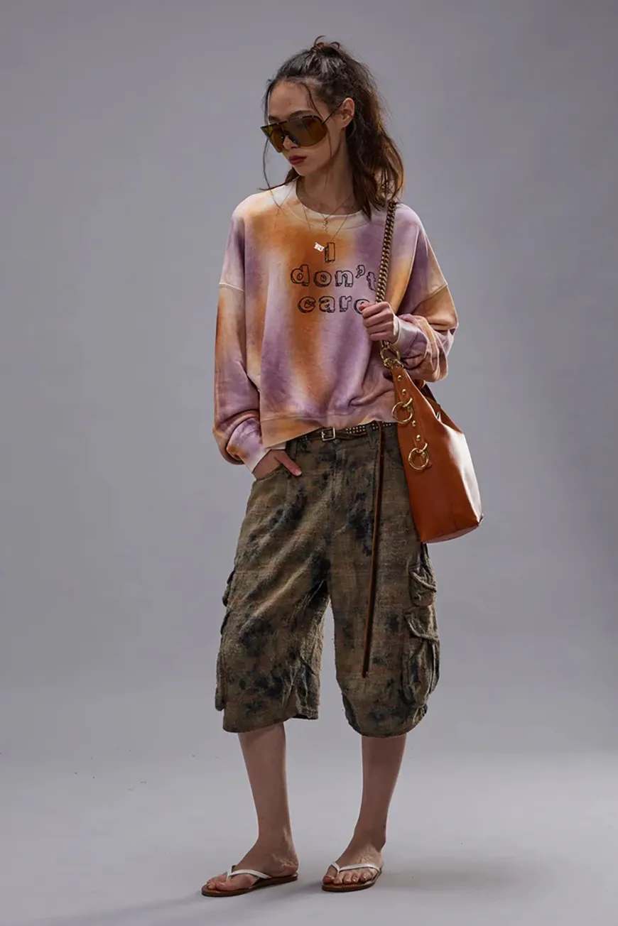 Boutique77 - סווטשירט I Don'T Care Cropped – R13WK094K137B – orange-with-purple – 1