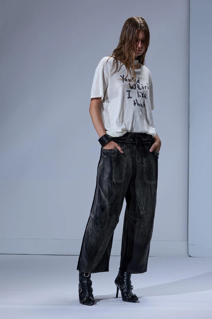 Boutique77 - מכנסיים Cropped Pleated – R13WK240K001O – washed-black – 1