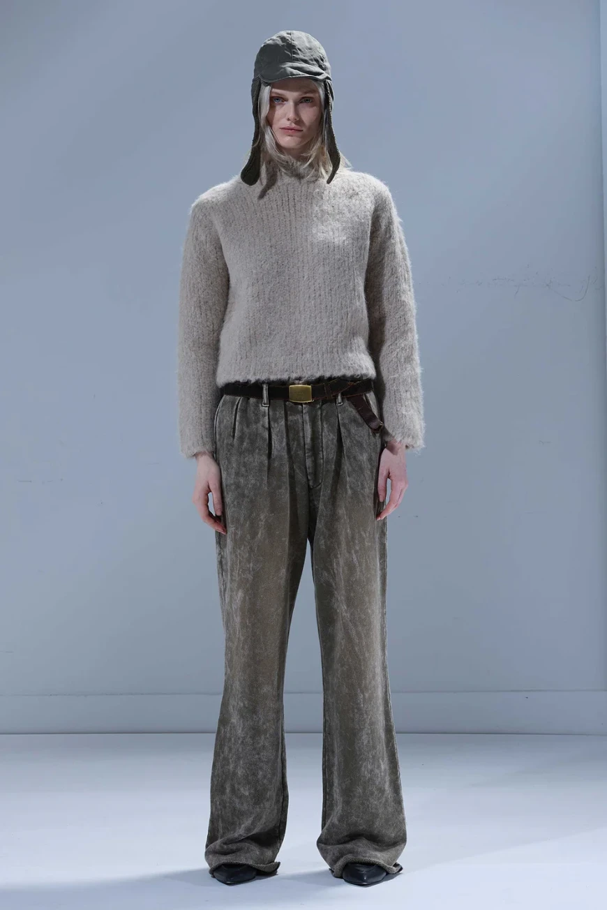 Boutique77 - מכנסיים Double Pleat – R13WK326001BT – acid-olive-green – 1