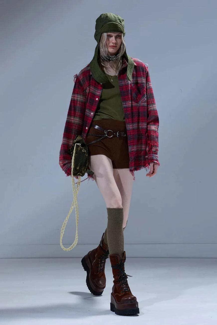 Boutique77 - חולצה Shredded Seam – R13WR008R604B – red-black-plaid – 1