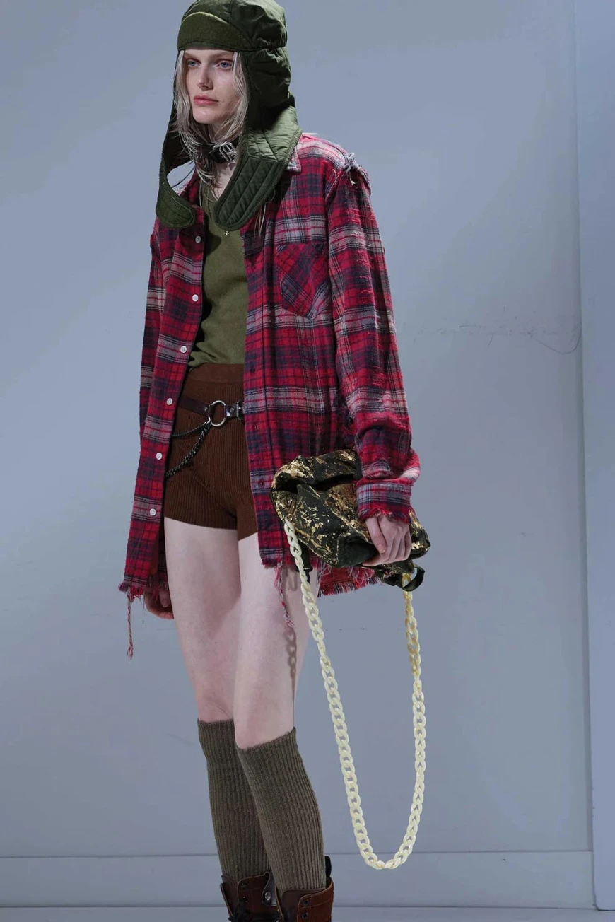 Boutique77 - חולצה Shredded Seam – R13WR008R604B – red-black-plaid – 1