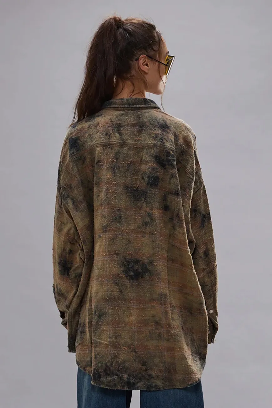 Boutique77 - חולצה Drop Neck – R13WR015R656B – bleached-orange-green-plaid – 4