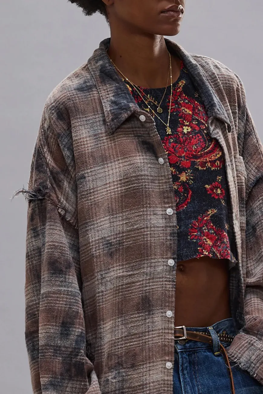 Boutique77 - חולצה Shredded Seam Drop Neck – R13WR075R684B – overdyed-grey-plaid – 2