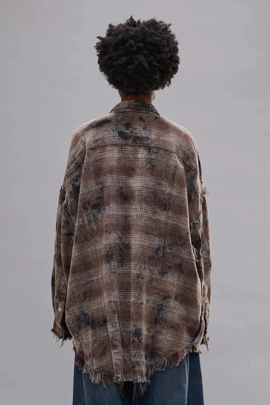 Boutique77 - חולצה Shredded Seam Drop Neck – R13WR075R684B – overdyed-grey-plaid – 4
