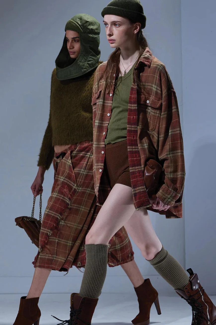 Boutique77 - חולצה Boyfriend – R13WR415R605B – bleached-red-ecru-plaid – 1