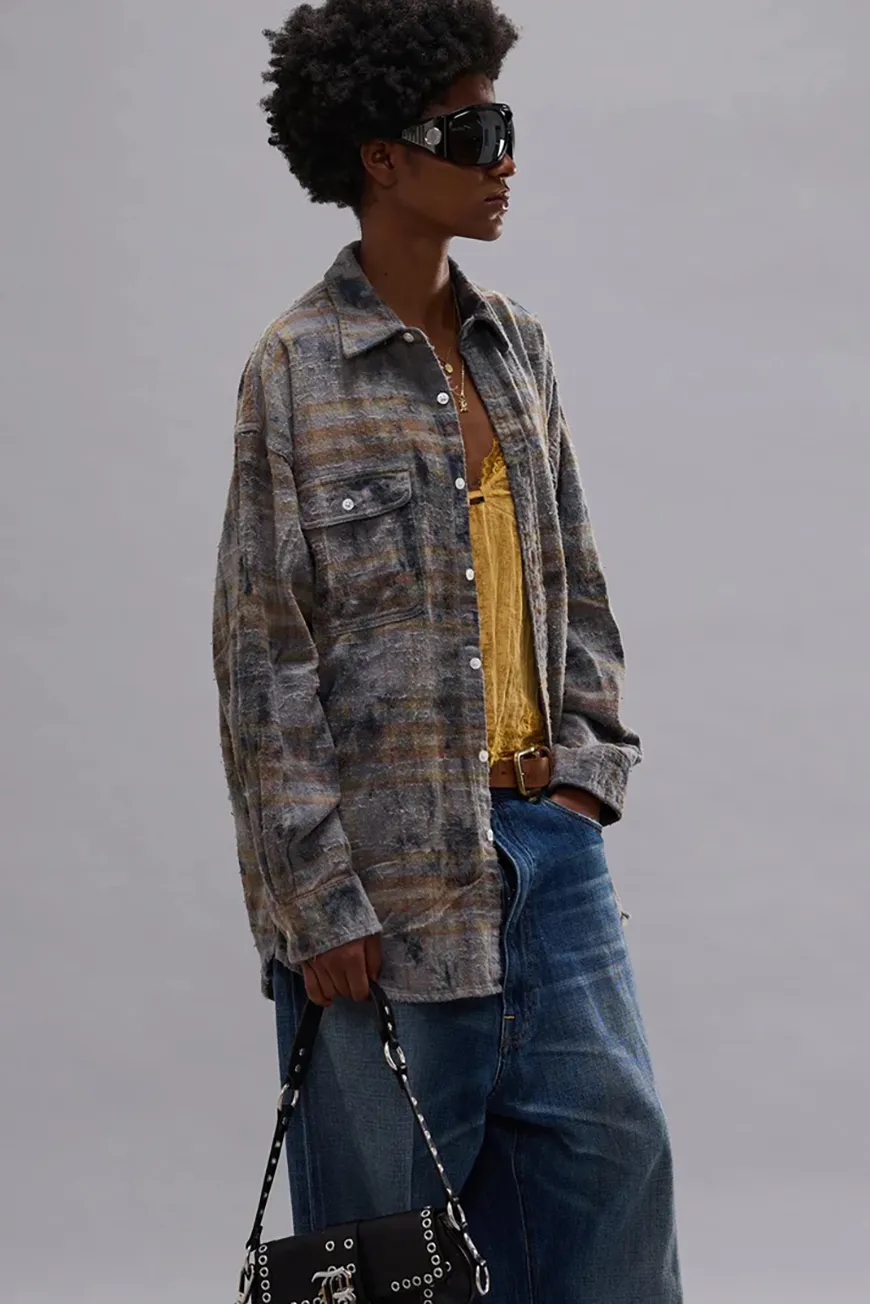 Boutique77 - חולצה Boyfriend – R13WR415R660B – overdyed-light-blue-plaid – 1