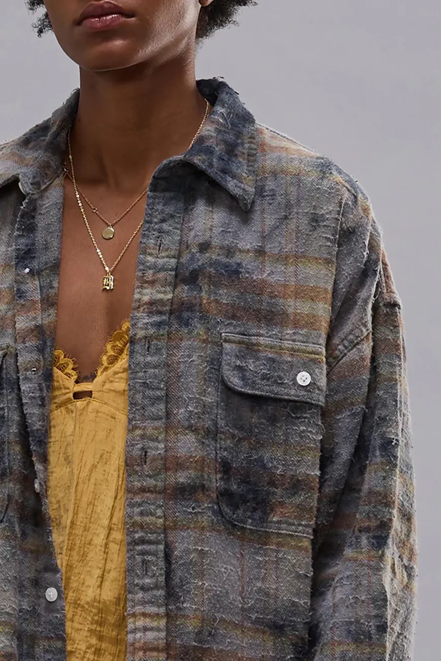 Boutique77 - חולצה Boyfriend – R13WR415R660B – overdyed-light-blue-plaid – 2