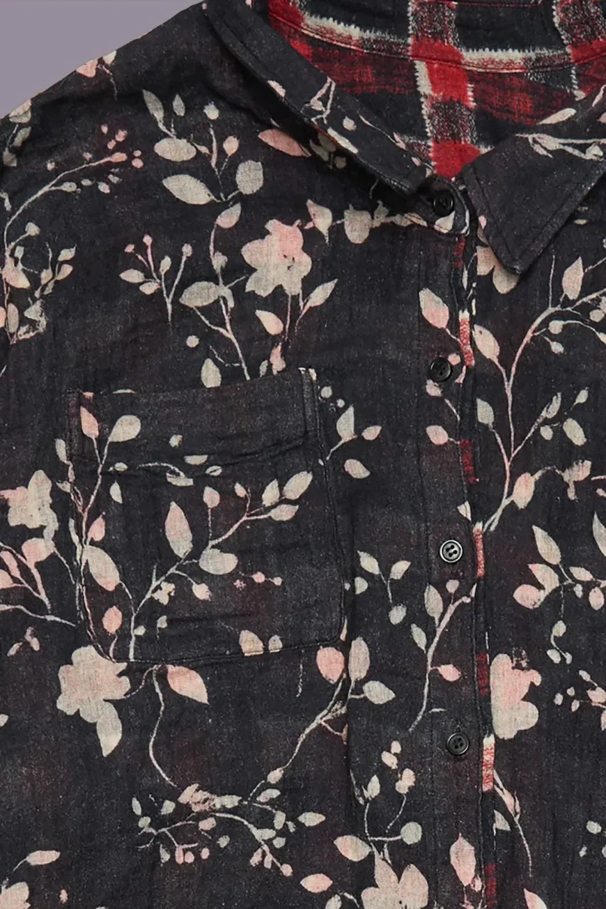 R13wr463r667b Red Black Plaid W Cream Floral On Black 5