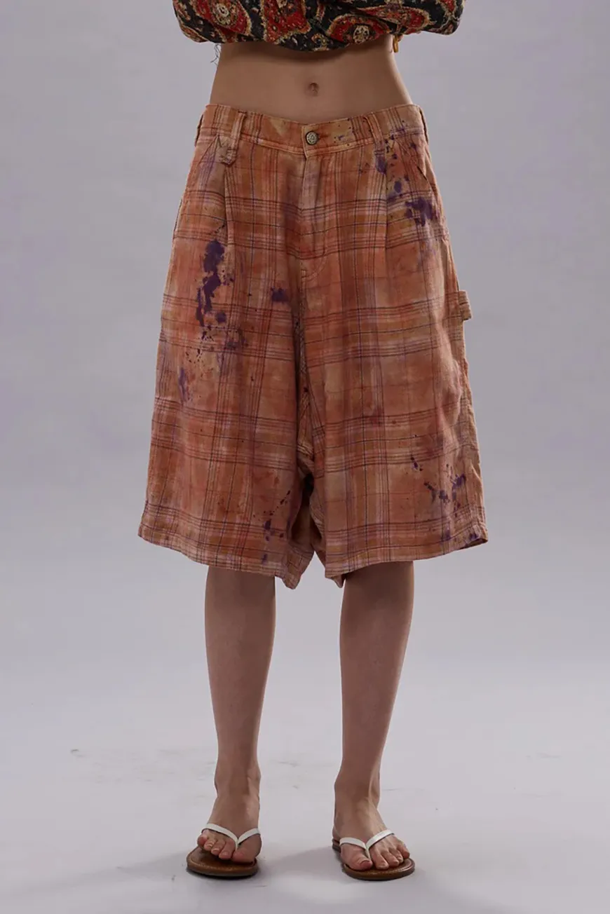 Boutique77 - מכנסיים קצרים Jesse Carpenter – R13WR553R654B – overdyed-orange-purple-plaid – 2