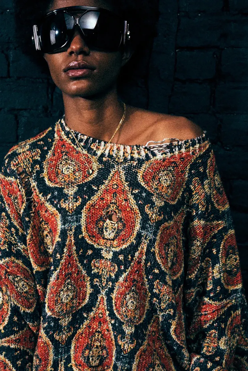 Boutique77 - סוודר Printed Oversized – R13WY197Y250A – black-red-multicolor – 2