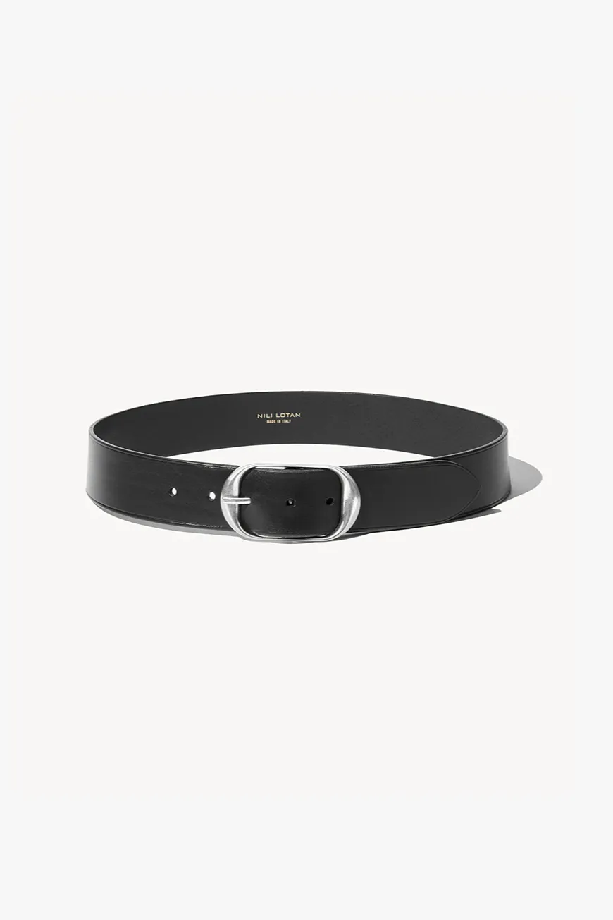 Wacc B0001 L38 Italian Vacchetta Nili Belt Black W Antique Silver Buckle 2b 4000x